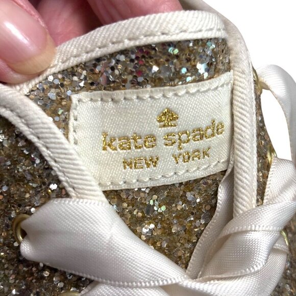 KATE SPADE KEDS Collab Silver Glitter Sparkle Sneakers Size 9 - Picture 7 of 11